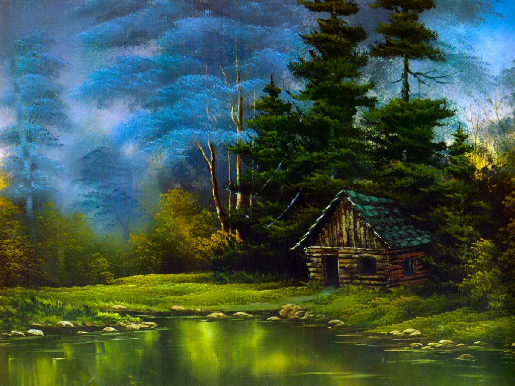 krajobrazy - lasy - Lost Cabin In The Woods